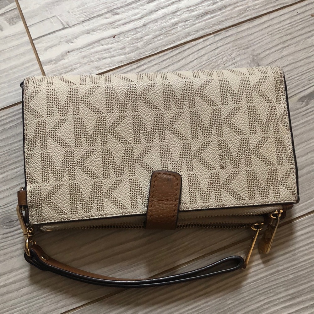 MK double zip wallet wristlet